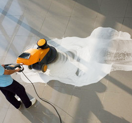 Restored marble floor with a mirror finish